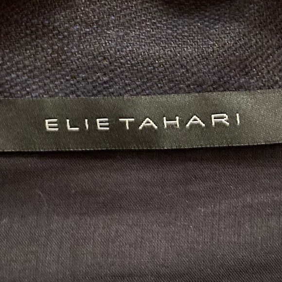 Lovely Linen Jacket, Elie Tahari, Blue & Black, Size 0 - Picture 4 of 5